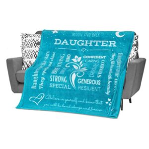 filo estilo to my daughter blanket, gifts for daughter from dad, mom, daughter gifts for teen girls, grown women, daughter presents for birthday, mothers day, throw 60×50 inches (teal)