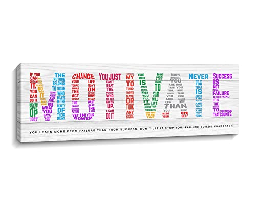 Kas Home Motivational Wall Art Colorful Motivate Inspirational Quotes Canvas Wall Decor Framed Positive Picture Painting Artwork for Office Home Workplace (White - Motivate, 5.5 x 16.5 inch)