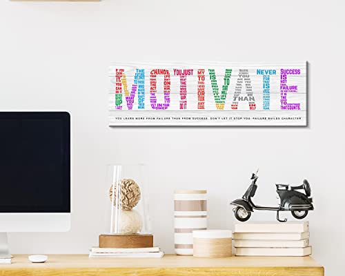 Kas Home Motivational Wall Art Colorful Motivate Inspirational Quotes Canvas Wall Decor Framed Positive Picture Painting Artwork for Office Home Workplace (White - Motivate, 5.5 x 16.5 inch)