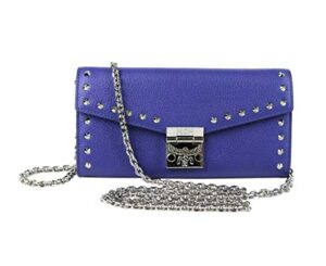 mcm women’s spectrum blue leather patricia studded large chain wallet myl9spa40hg001