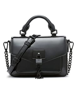 dkny elissa small top handle satchel, black/black