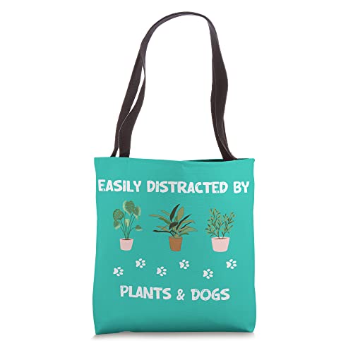 Easily Distracted By Dogs And Plants | Funny Hobby | Garden Tote Bag