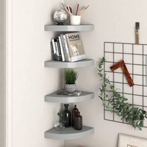 qzzced wall corner shelves,wall mount corner shelf,wall mounted display shelf,floating storage shelf for kitchen, bathroom, living room,floating corner shelves 4 pcs gray 9.8″x9.8″x1.5″ mdf