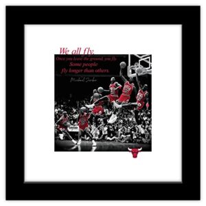 trends international gallery pops michael jordan – quote we all fly wall art wall poster, 12″ x 12″, black frame version