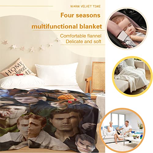 Soft Collage Blanket Paul Wesley Anti-Pilling Flannel Throw Blanket for Men/Women 50"×40", Home Decor