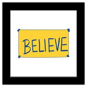 trends international gallery pops ted lasso – believe wall art wall poster, 12″ x 12″, black frame version