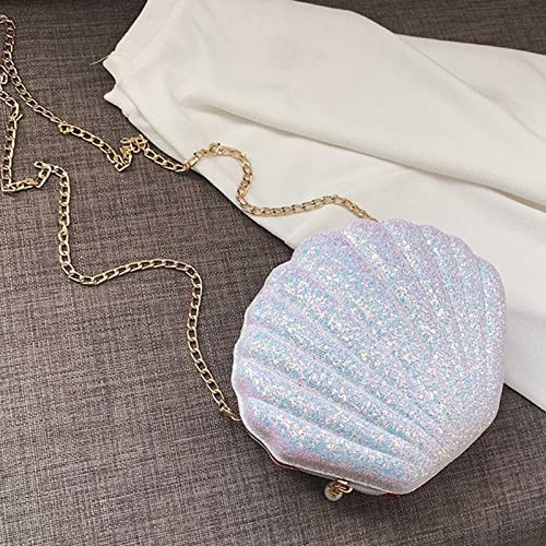 MANZONI Women Girls Little Seashell Purse -Body Shoulder Bags Sequins Chain Purse, White