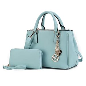 mkf collection satchel bags for women with wristlet wallet, vegan leather shoulder pocketbook handbag purse