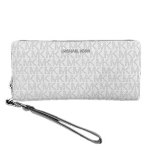 Michael Kors Jet Set Travel Continental Zip Around Leather Wallet Wristlet Bright White