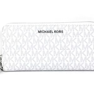 Michael Kors Jet Set Travel Continental Zip Around Leather Wallet Wristlet Bright White