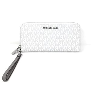 Michael Kors Jet Set Travel Continental Zip Around Leather Wallet Wristlet Bright White