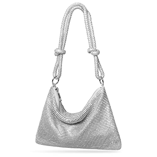 BRZSACR Rhinestone Purse, Silver Purse for Women, Evening Prom Rhinestone Handbag 2022 Upgrade, Gift for Women, Friends, 1pc (Silver)