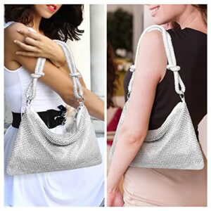 BRZSACR Rhinestone Purse, Silver Purse for Women, Evening Prom Rhinestone Handbag 2022 Upgrade, Gift for Women, Friends, 1pc (Silver)