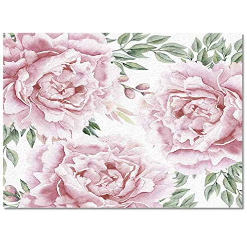 Beautiful and Gorgeous Pink Peony Flower Area Rug, Simple and Fresh Decorative Rug, Portable Fluffy Breathable Washable Very for Game Room Bedroom Living Room Home Decoration Soft 3 x 5ft