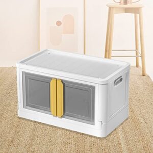 collapsible storage bins with lids storage bins folding storage box with doors for closet organizers and storage (l)