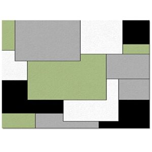 Fresh and Simple Green Geometric Area Rug, Modern Black and White Plaid Interior Rug, Super Soft Fluffy Plush with Non-Slip Backing, Suitable for Living Room Bedroom Study Dining Room 5 x 6ft