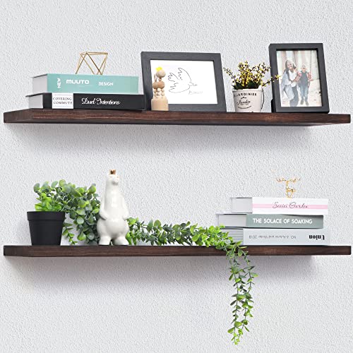 Marsmiles Natural Wood Floating Shelves,Rustic Brown