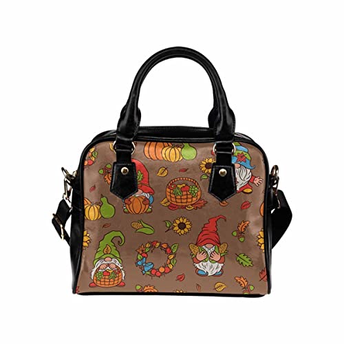 InterestPrint Pumpkin, Sun-flower, Au-tumn Leaves Womens Top Handle PU Leather Shoulder Satchel Bag