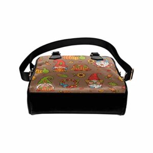 InterestPrint Pumpkin, Sun-flower, Au-tumn Leaves Womens Top Handle PU Leather Shoulder Satchel Bag