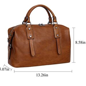 HESHE Genuine Leather Purses for Women Vintage Handbag Shoulder Bag Tote Top Handle Bags Designer Crossbody Satchel (Brown)