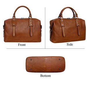 HESHE Genuine Leather Purses for Women Vintage Handbag Shoulder Bag Tote Top Handle Bags Designer Crossbody Satchel (Brown)