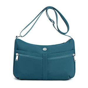 oichy crossbody bags for women waterproof shoulder bag casual nylon purse ladies lightweight travel handbag (blue)