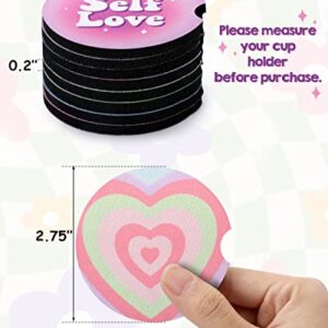 Huray Rayho 8pcs Danish Pastel Car Coasters 2.75inch Car Cup Holders Non-Slip Rubber Car Coasters with Finger Notch Drinks Coasters Aesthetic Smiling Face Flower Preppy Boho Cute Accessories for Women