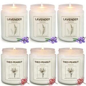 6 pack candles for home scented, lavender candle, 42.6 oz 300 hour long lasting natural soy wax candles, aromatherapy jar candle for relaxing- scented candles gift set for women, birthday gifts