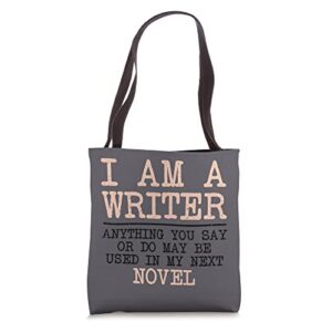 cool writer art for men women novel author writing novelist tote bag