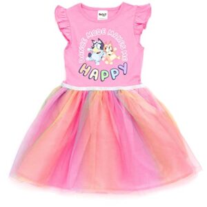 Bluey Bingo Little Girls Tulle Dress Pink 6-6X