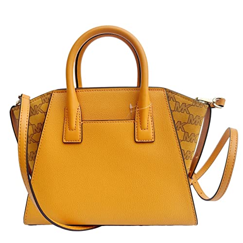 Michael Kors Avril Small Satchel Crossbody Bag MK Signature Honeycomb Yellow