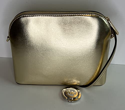 Michael Kors MICHAEL Michael Kors Jet Set Travel MD Dome XCross Crossbody bundled with SM TZ Coinpouch Purse Hook (Pale Gold/Signature Pale Gold)