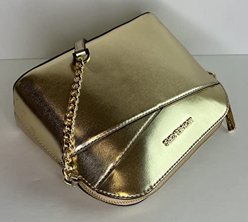 Michael Kors MICHAEL Michael Kors Jet Set Travel MD Dome XCross Crossbody bundled with SM TZ Coinpouch Purse Hook (Pale Gold/Signature Pale Gold)