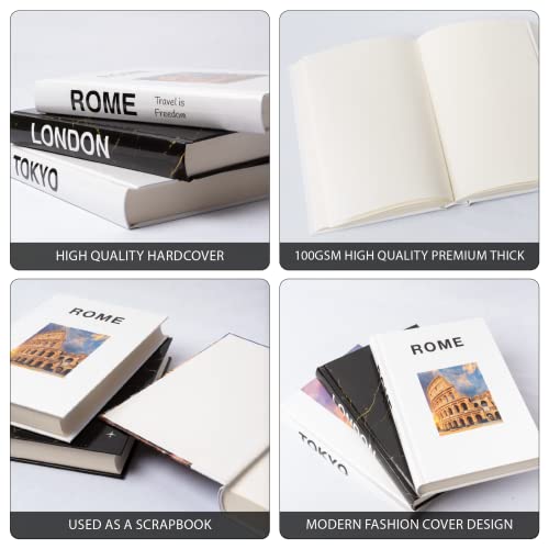 3 Piece Decorative Books for Home Decor, Modern Hardcover Book Stack, Decor Books for Coffee Table, Faux Books for Bookshelf, Perfect Home Gift, Travel Inspired E-Book (Rome/Tokyo/London)