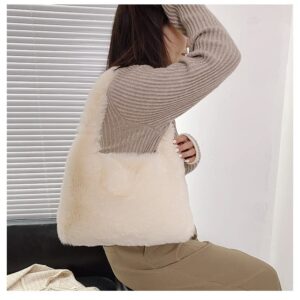 Women's Handbag Fleece Shoulder Bag Hobo Tote Bag Faux Fur Retro Casual Warm Clutch Cute Mini Purse