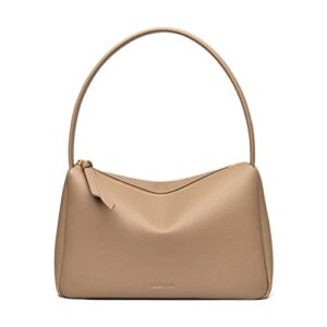 minimalist women shoulder noble litchi grain leather handbags and purses ladies tote bag khaki