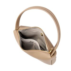 Minimalist Women Shoulder Noble Litchi Grain Leather Handbags and Purses Ladies Tote Bag Khaki