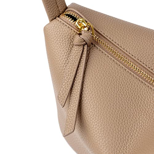 Minimalist Women Shoulder Noble Litchi Grain Leather Handbags and Purses Ladies Tote Bag Khaki