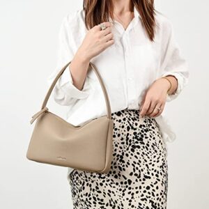 Minimalist Women Shoulder Noble Litchi Grain Leather Handbags and Purses Ladies Tote Bag Khaki