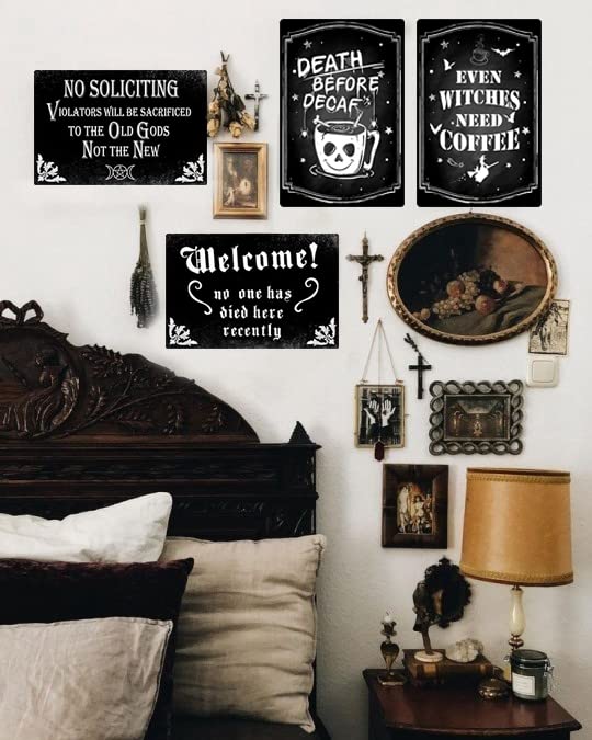 Funny Dark Humor No Soliciting Sign Gothic Room Decor For Home, Bedroom, Kitchen, House 8 x 12 Inch (940)