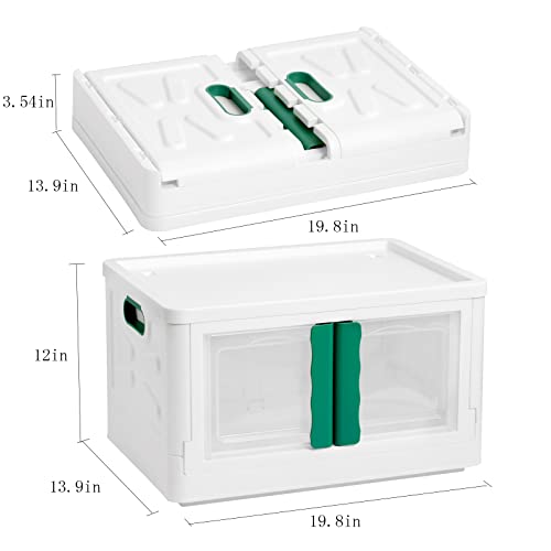 Rula Storage Bins, Storage Bins with Lids, 45 Qt Plastic Storage Containers with Double Door & Wheels for Closet Organizer, 3 Pack