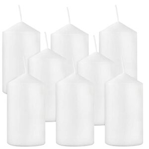 2×4 high white pillar candles, set of 8, unscented. bulk buy. ideal for wedding, emergency lanterns, spa, aromatherapy, party