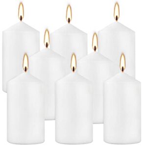 2x4 High White Pillar Candles, Set of 8, Unscented. Bulk Buy. Ideal for Wedding, Emergency Lanterns, Spa, Aromatherapy, Party