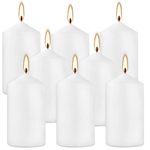 2x4 High White Pillar Candles, Set of 8, Unscented. Bulk Buy. Ideal for Wedding, Emergency Lanterns, Spa, Aromatherapy, Party
