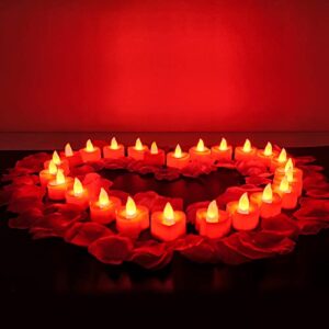 candles and rose kit, 24pcs tea lights candles and 3000pcs artificial rose petals, valentine candles, ideal for valentine’s day, romantic propose, anniversary, wedding decoration.best ideal for gift