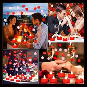 Candles and Rose Kit, 24pcs Tea Lights Candles and 3000pcs Artificial Rose Petals, Valentine Candles, Ideal for Valentine's Day, Romantic Propose, Anniversary, Wedding Decoration.Best Ideal for Gift