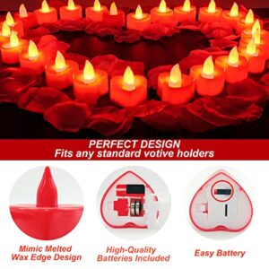 Candles and Rose Kit, 24pcs Tea Lights Candles and 3000pcs Artificial Rose Petals, Valentine Candles, Ideal for Valentine's Day, Romantic Propose, Anniversary, Wedding Decoration.Best Ideal for Gift