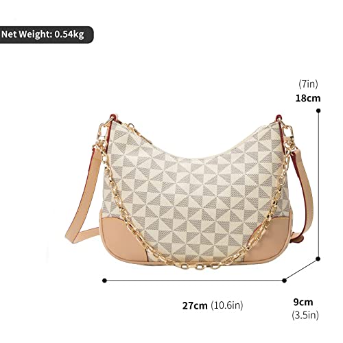 Windmill Material Horn Design One Shoulder Women's Bag Classic Fashion PU cross body Women's Bag (white)