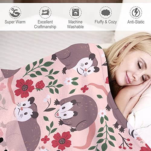 Personalized Possum Blanket Gifts with Name Text, 50"x60" Soft Fleece Possum Throw Blanket, Lightweight, Soft, Cozy, Warm Possum Theme Gifts for Bed Couch