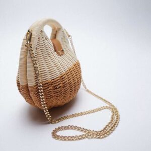 CEMDER Woven Bag One Shoulder Handbag Messenger Straw Bag Seashell Summer Seaside